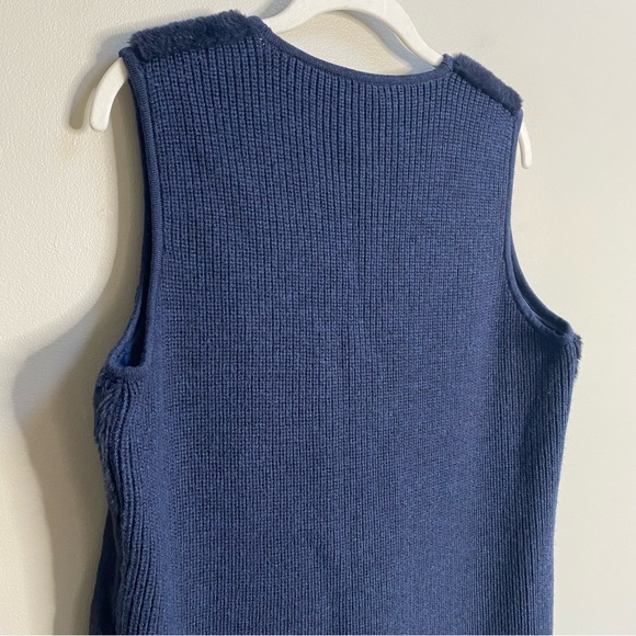 J. McLaughlin Navy Solid Lolan Faux Fur & Merino Wool Vest Size Medium - Picture 12 of 15